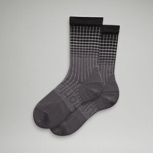 Lululemon Women Power Stride Crew Socks*Reflective, Black/Traverse Grey/White, L